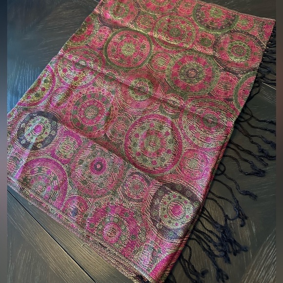 muted tones circle swirl mixed print viscose Scarf Wrap shawl 22 by 60 - Picture 1 of 4